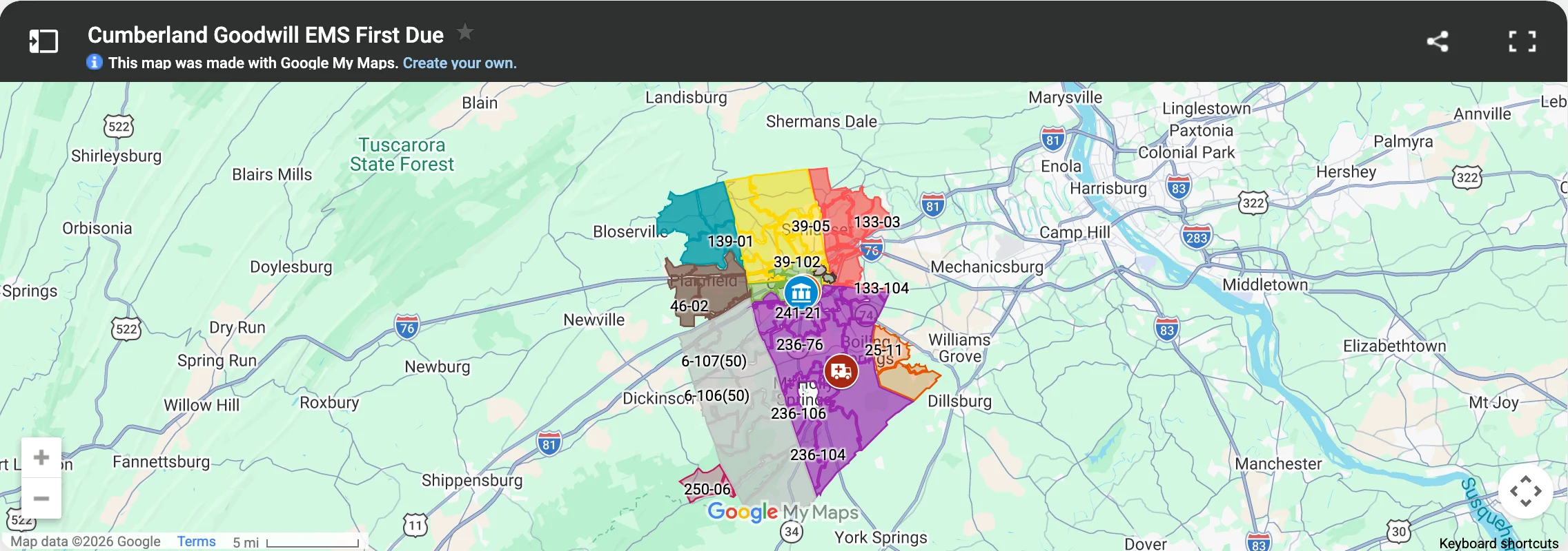 Coverage area map preview